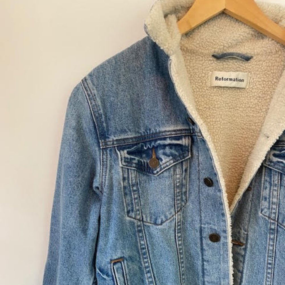 Reformation Shearling Denim Jacket